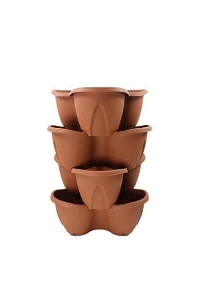 Omnipazar SO-PKS3 Pamukkale Dekoratif Saksı Çilek Saksı 4'lü Set 12.5 Litre K...