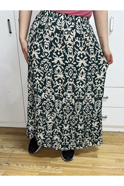 hoaryage Етнічна богемна спідниця - святкова пляжна сукня з еластичною талією 3 шари рюшів