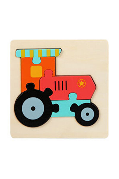 Generic لعبة ألغاز خشبية ثلاثية الأبعاد للأطفال برسومات كرتونية جرار