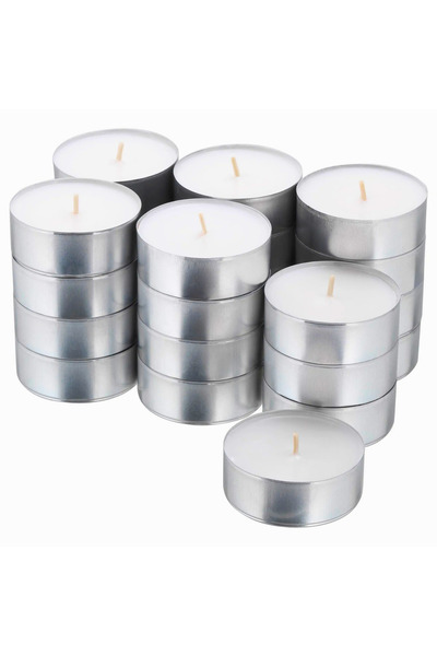 banabirhediye 50 Adet Tealight Mum Beyaz Tea Light Kokusuz Mum 4 Saat Ömürlü