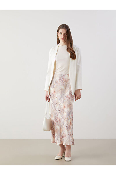 LC Waikiki Fusta de damă roz cu imprimeu batik din satin