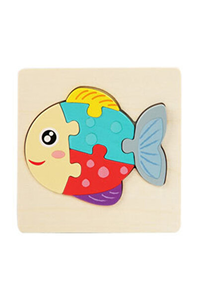 Generic لعبة أحجية خشبية ثلاثية الأبعاد للأطفال على شكل سمكة كرتونية