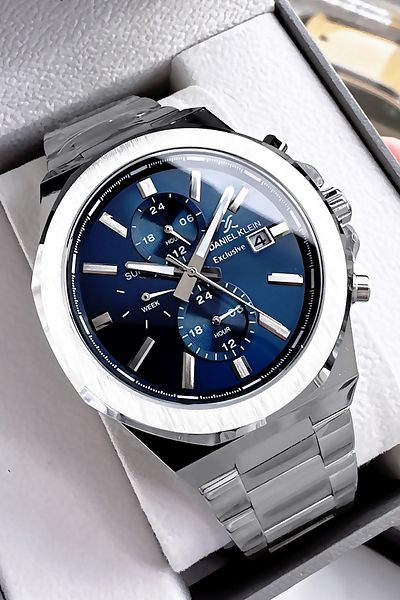Daniel Klein Exclusif Men's Wrist Watch - 3 Atm Waterproof - Silver Color Steel Band - Gift Bracelet Dke2124C1