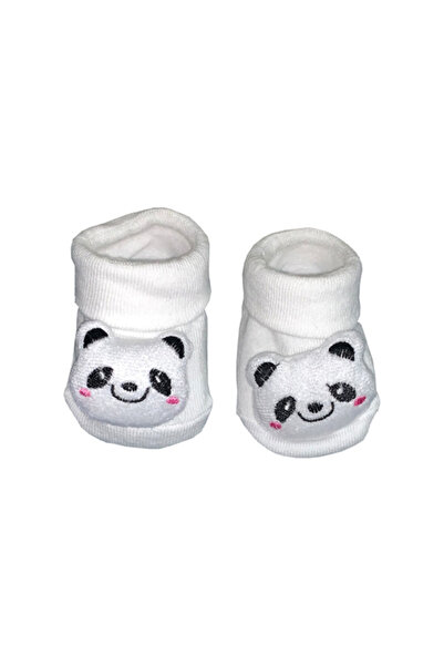 Generic Anti Slip Bear Slip-Ons With Bell - White / Black 02