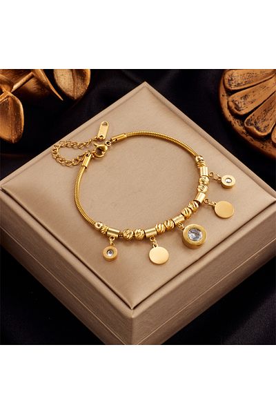 Choice B677 DIEYURO 316L Stainless Steel Roman Numerals White Zircon Charm Necklace Bracelets For Women New