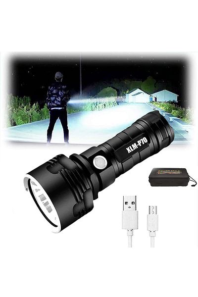 fulina P70 Led Flashlight,50W,3000 Lumens,with Zoomable,3 Modes,Waterproof,Rechargeable,for Camping,Hiking