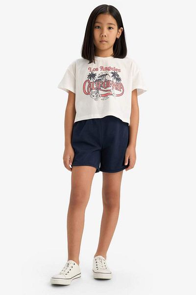DeFacto Girls' Cotton 2-Piece Set Printed Short Sleeve T-Shirt Elastic Waist Shorts E7318A825Hs