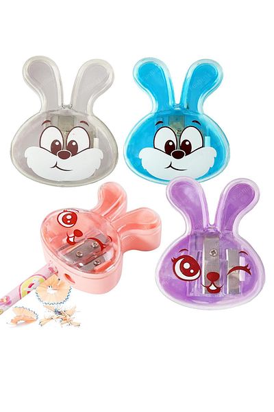 NaSaDAN Cute Rabbit Double Chamber Pencil Sharpener Pencil Opener 1 Piece