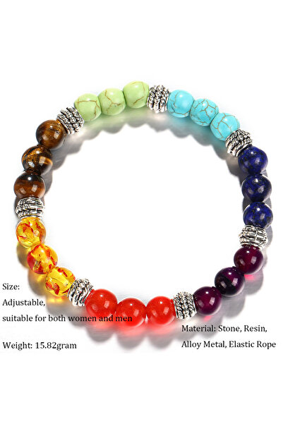 Choice1 CSBJ120JCA3 سوار خرز من 7 شاكرا من الحجر الطبيعي للشفاء والتوازن والي...