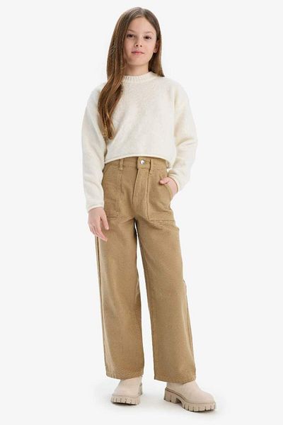DeFacto New Season Girl's Wide Leg Wide Leg Cotton Trousers