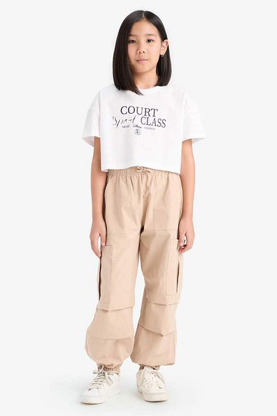DeFacto New Season Girl's Parachute Cargo Pocket Jogger Leg Trousers