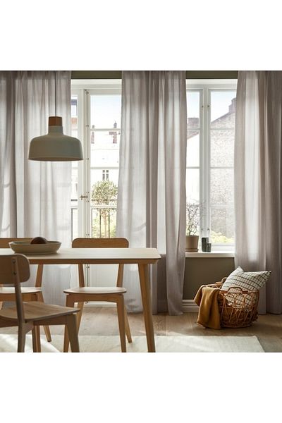 IKEA MÄSTERROT Curtains 1 Pair 145x300 cm – Beige/White Dots, Heading Tape, Light Filtering, Easy Care