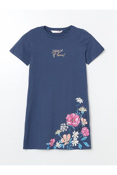 LC Waikiki Cămașă de noapte pentru femei LCW DREAM Indigo Crew Deck Floral