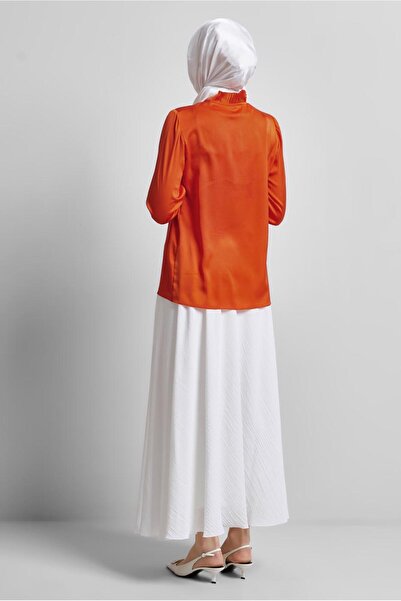 Alvina Satin Bluz with Lace Collar 44762