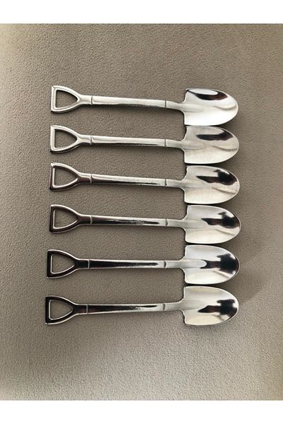Ranüş Home 6-Piece Triangle Shovel Shaped Tea, Coffee, Dessert Spoon