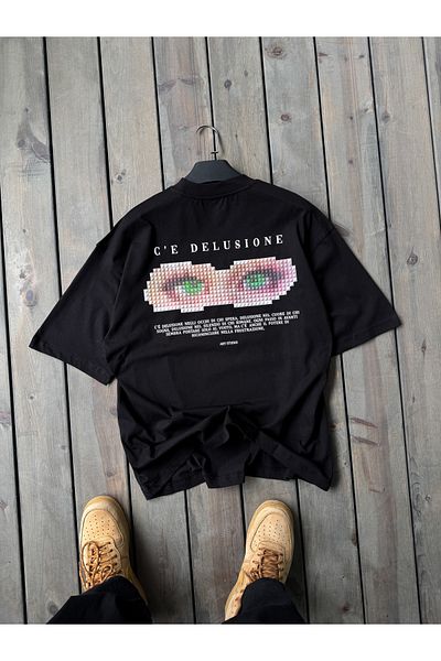 BYBASICMAN Black Basic Embossed Oversize T-Shirt Yp-5034