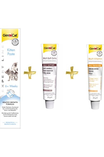 Gimcat Kitten Paste Kalsiyum 50 gr Anti-hairball Malt 20 gr Multivitamin Paste 20