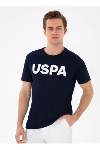 U.S. Polo Assn. يو اس بولو اسن. طاقم الرقبة الأزرق الداكن تي شيرت رجالي GEART