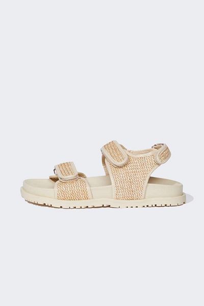 DeFacto New Season Women's Double Banded Flat Sole Straw Slippers