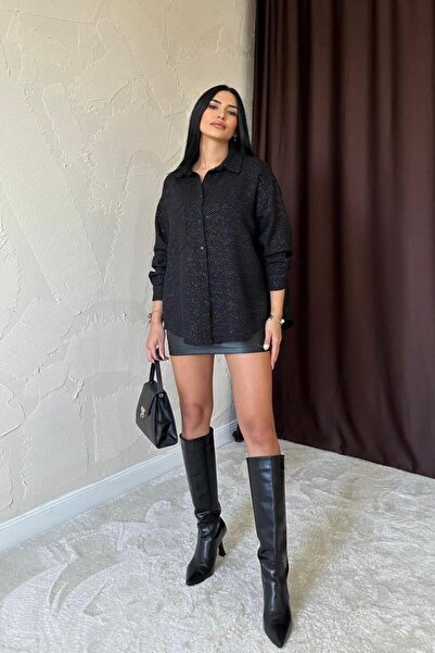 velmorafashion MyTerrax Μαύρο πουκάμισο με λάμψη