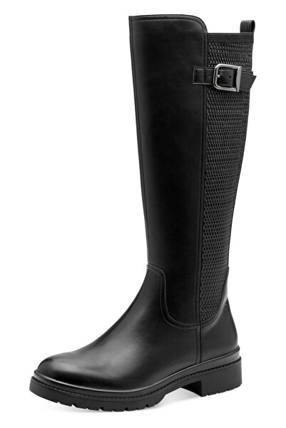 Tamaris Damen Elegante Stiefel Vegan Stretch Schaft 1-25625-45 Schwarz 001 Black Kunstleder