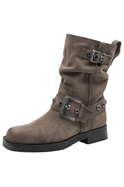 Tamaris Damen Elegante Stiefelette 1-25472-45 Grau 341 Taupe Leder