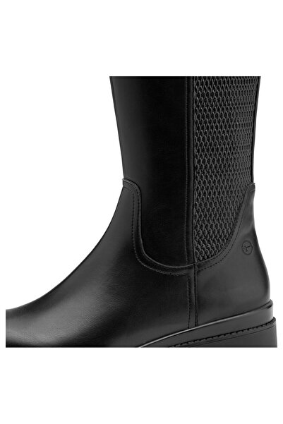 Tamaris Damen Elegante Stiefel Vegan Stretch Schaft 1-25625-45 Schwarz 001 Black Kunstleder