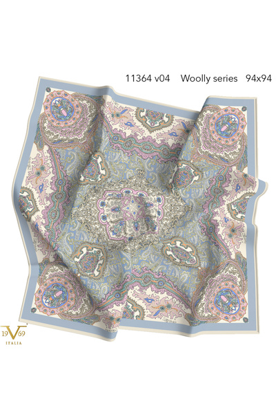 19V69 ITALIA Desenli  WOOLLY Seri Eşarp Askısı İle Birlikte 94X94 cm