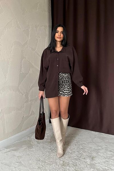 Viyamo Кафява ежедневна риза