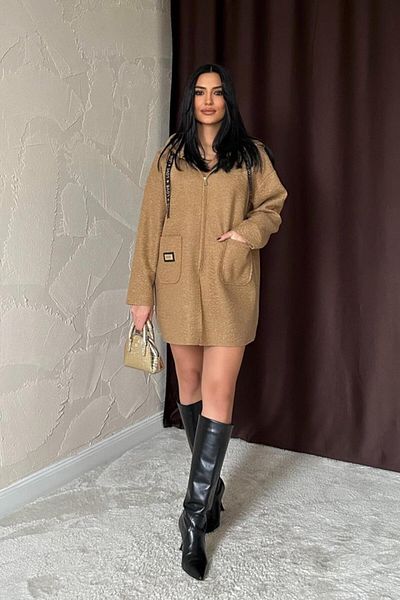 Miracle Omni Mink Emblem Hooded Plush Jacket