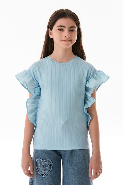 Fulla Moda Κοριτσίστικη μπλούζα με κορδόνια και φλάντζα στα πλαϊνά