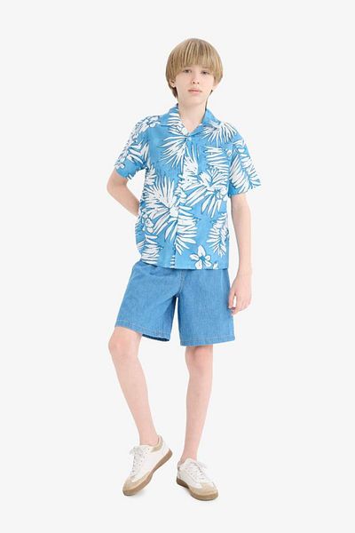 DeFacto Cămașă cu mânecă scurtă cu model cu guler polo oversize pentru băiat de sezon nou
