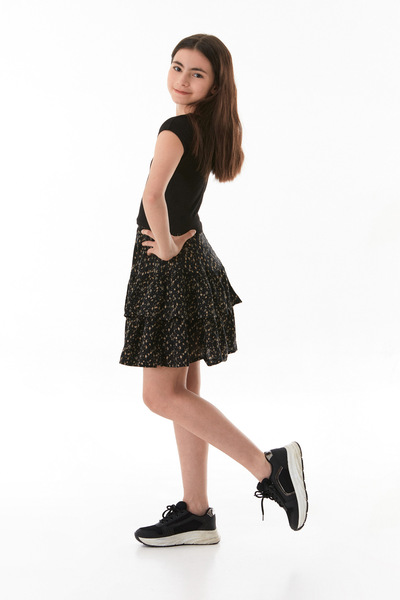 Fulla Moda Floral Printed Ruffled Girl's Skirt