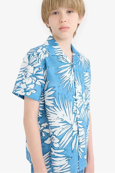 DeFacto Cămașă cu mânecă scurtă cu model cu guler polo oversize pentru băiat de sezon nou