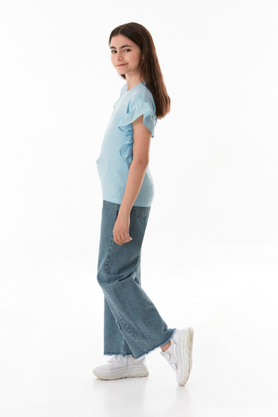 Fulla Moda Κοριτσίστικη μπλούζα με κορδόνια και φλάντζα στα πλαϊνά