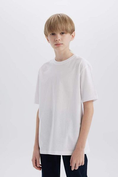 DeFacto New Season Boy's Crew Neck Basic μονόχρωμο κοντομάνικο μπλουζάκι