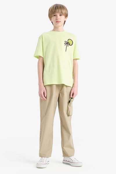 DeFacto New Season Boys' Crew Neck Back Printed Short Sleeve T-Shirt