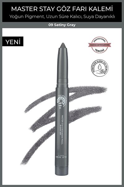 Alix Avien Waterproof 11 Hour Lasting Intense Pigmented Creamy Eye Pencil Shadow - Master Stay 09 Satiny Gray