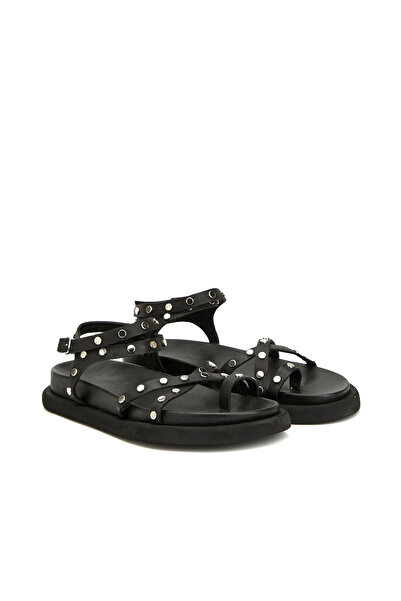 Dıvarese Siyah Kadın Süet Sandalet