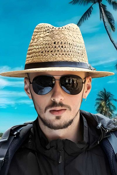 Trenderrs Унисекс лятна плетена сламена шапка Fedora от органичен материал