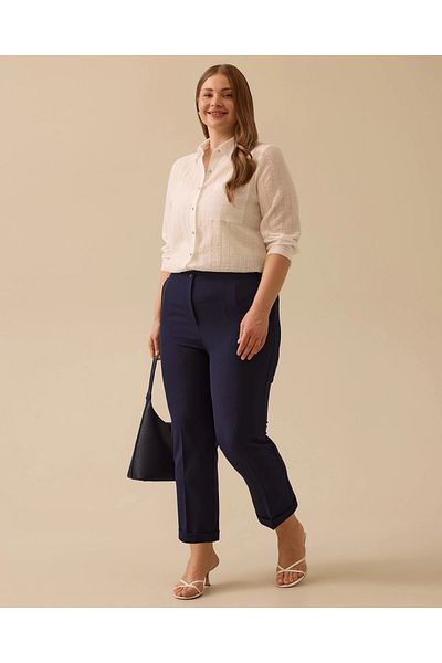 Gala-Xi Plus Size Drawstring Waist Double Leg Trousers