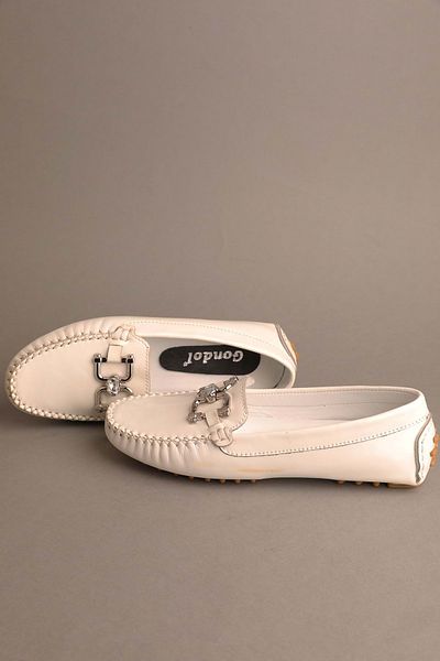 Gondol Loafer clasic pentru femei - piele naturală alb 37 |   Număr model: ttx.703