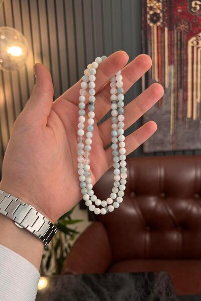 dergah tesbih 99'luk Aquamarine Bileklik Namaz Tesbihi (KOLYE-BİLEKLİK-TESBİH)