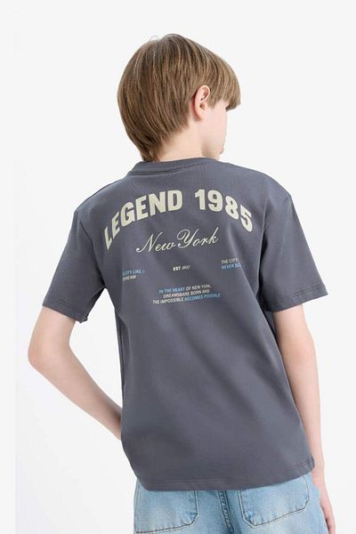 DeFacto Tricou cu mânecă scurtă cu imprimeu pe spate pentru băiat, sezon nou
