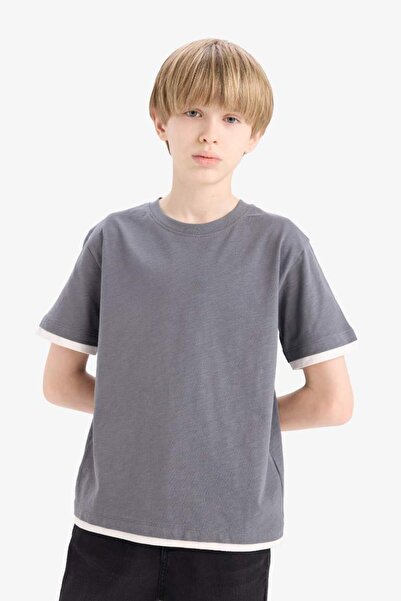 DeFacto New Season Boys' Crew Neck Basic Plain Short Sleeve T-Shirt