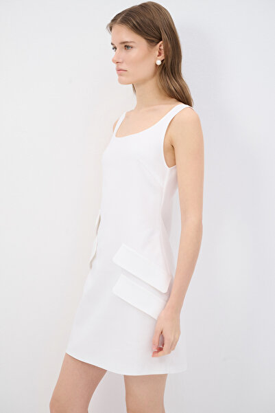 adL Cep Kapak Detaylı Kolsuz Elbise