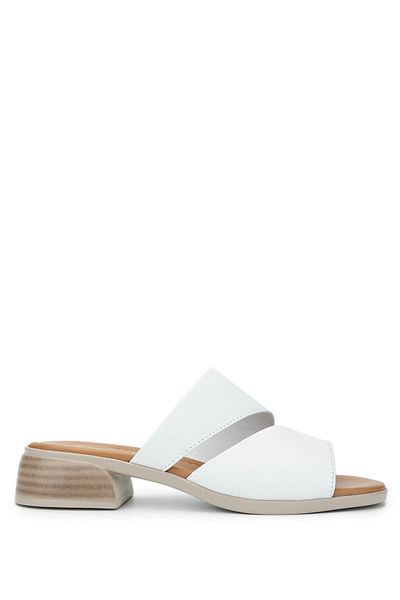 Tamer Tanca Women's Genuine Leather White Heeled Slippers