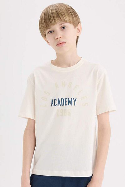 DeFacto Tricou cu mânecă scurtă imprimat cu decolteu turn pentru băiat