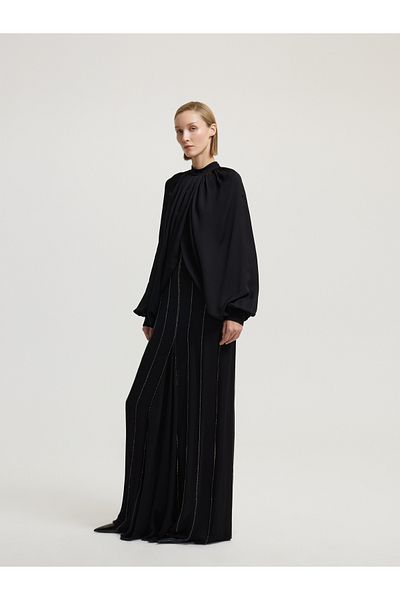 BAQA Flounce Sleeve Black Dress