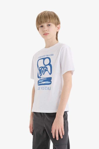DeFacto Tricou cu mânecă scurtă cu imprimeu pentru băiat, sezon nou